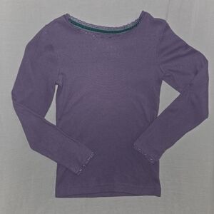 Boden Pointelle Purple Long Sleeve Top